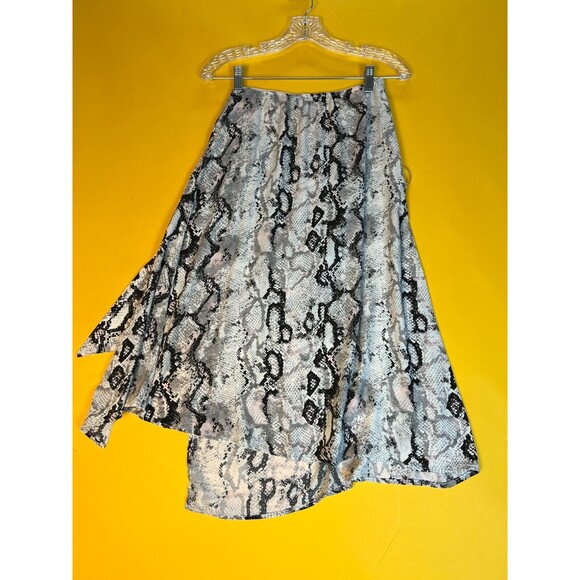 Laundry By Shelli Segal Printed D Ring Midi Skirt Womens S Grey Raven Python NWT - Picture 4 of 9